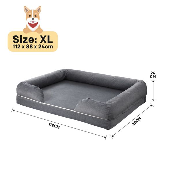 Dog Bed Orthopedic Pet Cat Calming Sofa Couch Memory Foam Cushion XL  Mattress Waterproof Liner Removable Washable Cover Bolster Lounger