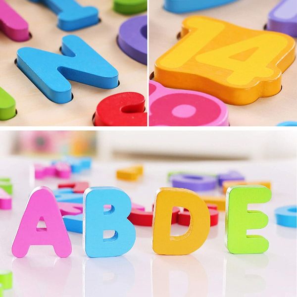 Alphabet Number Puzzles Set Wooden Upper Case Letter And Number Learning Board Toy