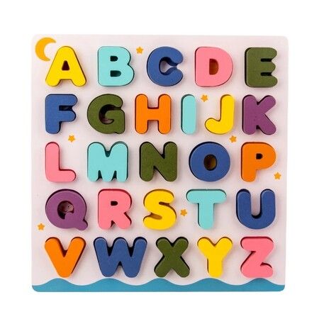 Alphabet Number Puzzles Set Wooden Upper Case Letter And Number Learning Board Toy