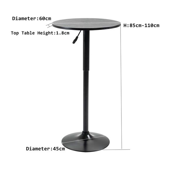 Modern Walnut Wood Round Bar Table w/ Height Adjustable, Walnut Color