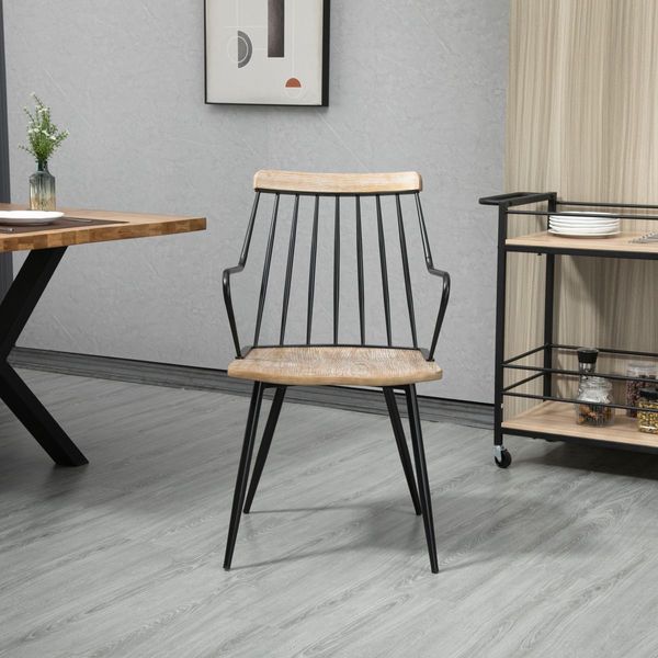 White Brushed Plywood Wood Black Bradley Steel Framed Dining Chair,White Brushed