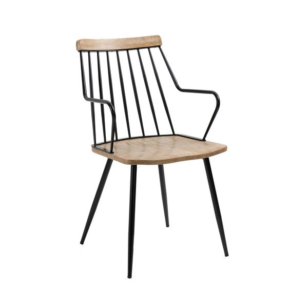 White Brushed Plywood Wood Black Bradley Steel Framed Dining Chair,White Brushed