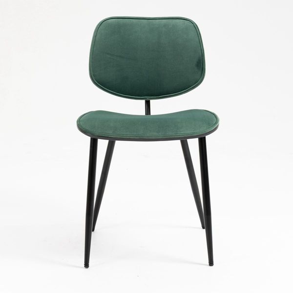 Dining Chair with Fabric Upholstery and Black Brushed Wood 2pcs/Set Green