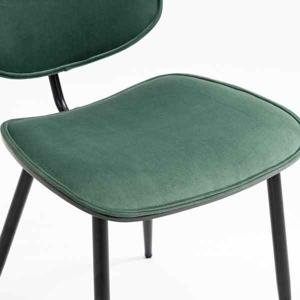 Dining Chair with Fabric Upholstery and Black Brushed Wood 2pcs/Set Green