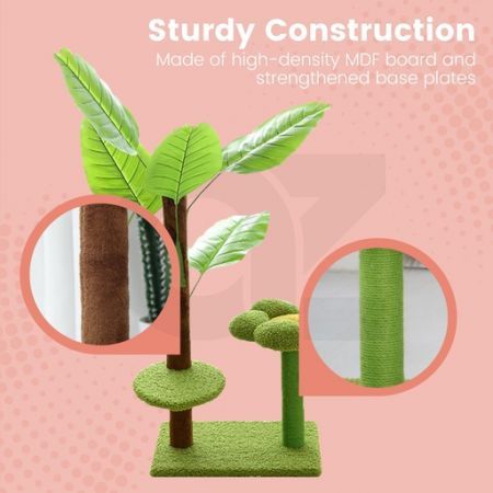 Floofi Cat Tree with Leaves (85cm Green) 2 Boxes