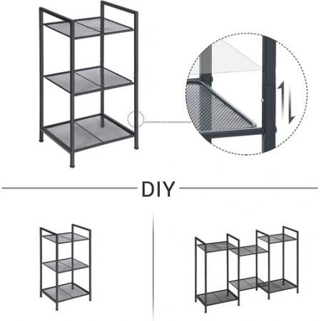 SONGMICS Bathroom Shelf 3-Tier Storage Rack with Adjustable Shelf Black