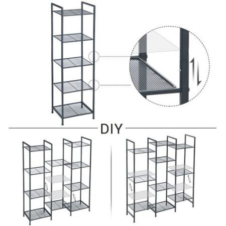 SONGMICS Bathroom Shelf 5-Tier Storage Rack with Adjustable Shelf Black