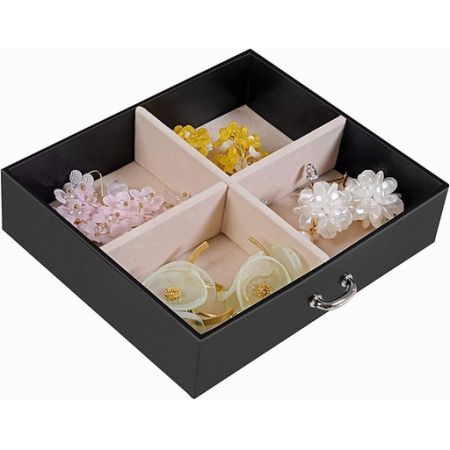 SONGMICS Lockable Jewellery Box Case with 2 Drawers and Mirror Black