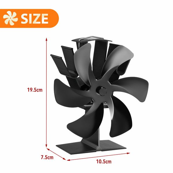 6 Blades Stove Fan Wood Fireplace Heat Self Powered Log Burner Top Thermal Burning Heater Quiet Fast Efficient Non Electric