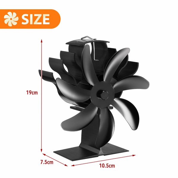 7 Blades Wood Stove Fan Heat Self Powered Fireplace Top Log Burner Burning Thermal Heater Fast Quiet Efficient Non Electric