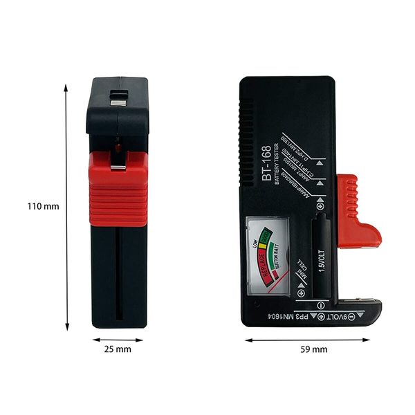 Battery Tester Checker, Universal Small Battery Tester for AAA AA C D 9V 1.5V Fit All Batteries 1 Pack