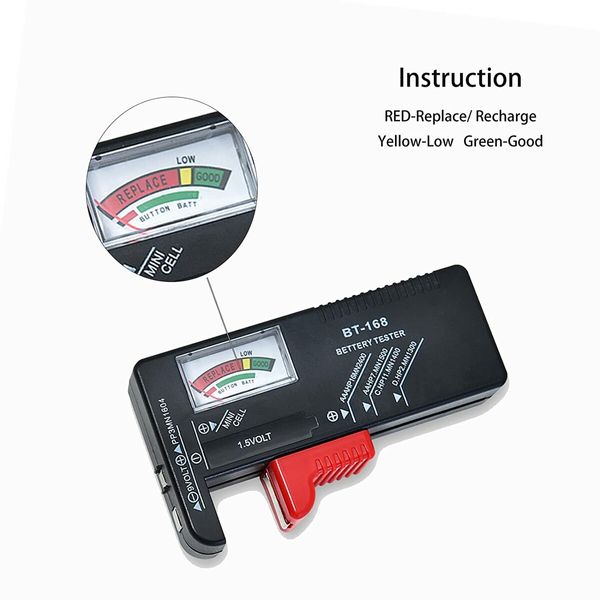 Battery Tester Checker, Universal Small Battery Tester for AAA AA C D 9V 1.5V Fit All Batteries 1 Pack