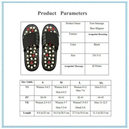 Acupoint Rotating Foot Massage Shoes Slippers Therapy Medical Unisex, Size 44-45, X-Large