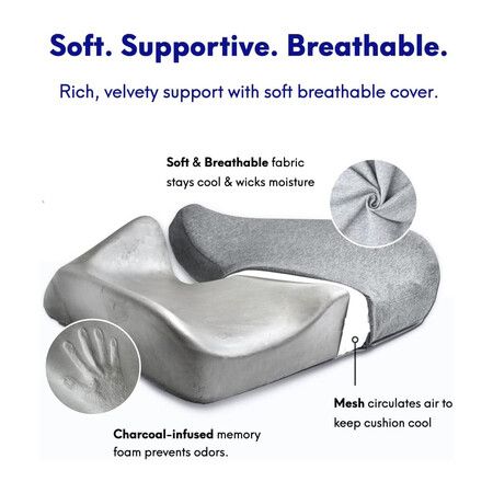 Relieving Seat Cushion For Long Hours Of Sitting In The Office And Home Chair - Extra Dense Memory Foam For Soft Support,Car And Chair Pad For Hip, Coccyx