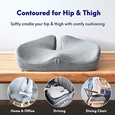 Relieving Seat Cushion For Long Hours Of Sitting In The Office And Home Chair - Extra Dense Memory Foam For Soft Support,Car And Chair Pad For Hip, Coccyx