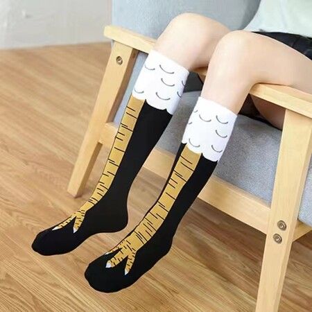 Chicken Paws Feet Socks Women Leg Long Socks Funny Cartoon Cotton Chicken Leg Claw Ladies 3D Print Thigh High Socks