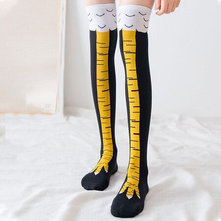 Chicken Paws Feet Socks Women Leg Long Socks Funny Cartoon Cotton Chicken Leg Claw Ladies 3D Print Thigh High Socks