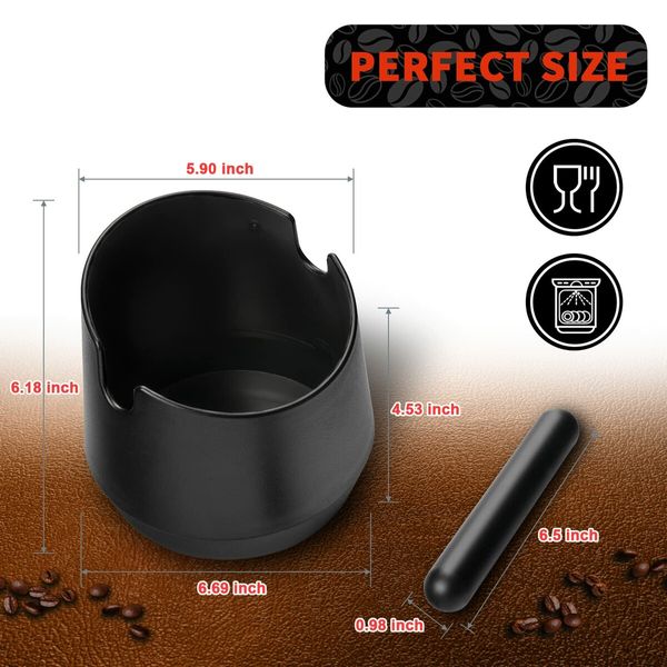 Espresso Knock Box,5.8 Inch Coffee Knock Box Espresso,Shock-absorbent espresso grounds knock box with Removable Knock Bar and Non-Slip Base for easy coffee ground disposal (Round)