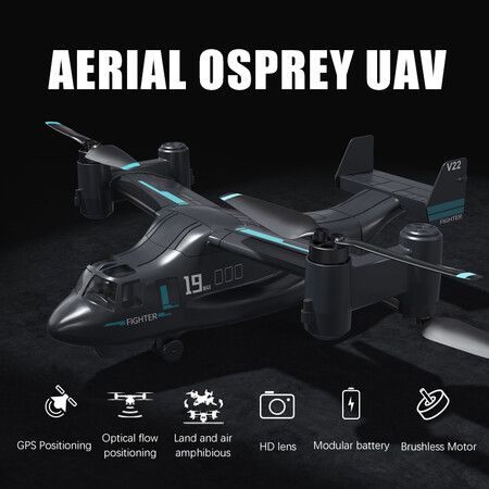 2023 RC Drone Model Toys Amphibious Land Air Aerial Osprey Dron Brushless With HD Camera GPS FPV Helicopter For Children Toy Dual Batteries