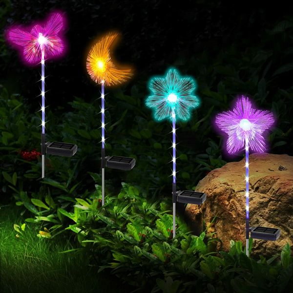 2PC Solar Pathway Lights Outdoor with 7 Color Changing RGB Microfiber Lights, 2 in 1 Glowing Garden Solar Panel with Battery - Brighten Your Backyard