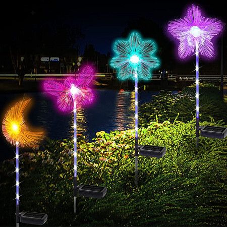 2PC Solar Pathway Lights Outdoor with 7 Color Changing RGB Microfiber Lights, 2 in 1 Glowing Garden Solar Panel with Battery - Brighten Your Backyard