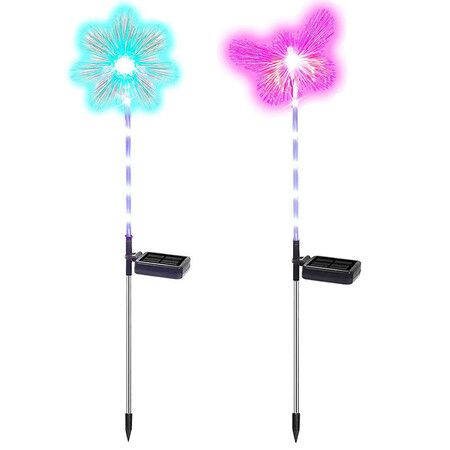 2PC Solar Pathway Lights Outdoor with 7 Color Changing RGB Microfiber Lights, 2 in 1 Glowing Garden Solar Panel with Battery - Brighten Your Backyard