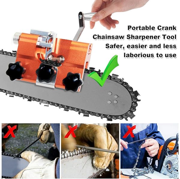 Chainsaw Sharpener,Hand-Cranked Chainsaw Chain Sharpening Jig Kit, Large