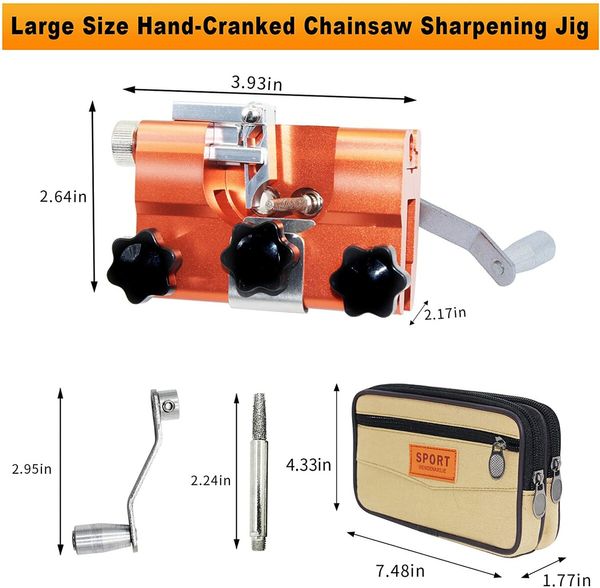 Chainsaw Sharpener,Hand-Cranked Chainsaw Chain Sharpening Jig Kit, Large