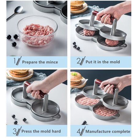 2 In 1 Round Shape Hamburger Presses High Quality Aluminum Alloy Meat Beef Grill Burger Mold Rice Ball Meatloaf Kitchen Tool