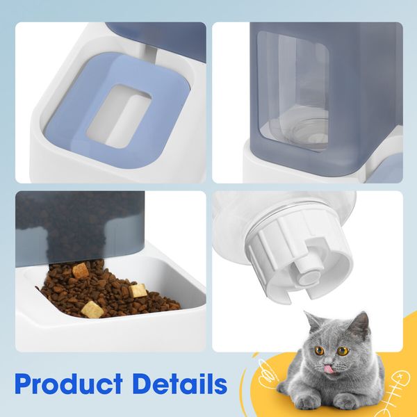 2 In 1 Auto Cat Feeder Kit Gravity 3L Dog Food Bowl Pet Water Dispenser Automatic Feeding for Small Medium Large Pets Petscene