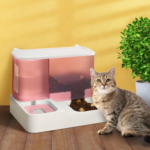 Automatic Dog Feeder Cat Bowl Auto Feeding Water Dispenser 3L Food Gravity Fed Small Medium Large Pets 2 in 1 Petscene