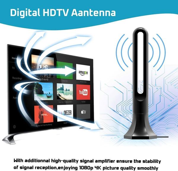 TV Antenna,Digital TV Antenna Indoor for Smart TV,360 Degree Reception & 2023 Amplifier Signal Booster HDTV Antenna,Long Range Reception,Support 4K 1080p Fire tv Stick and All TVs,18ft Coax Cable