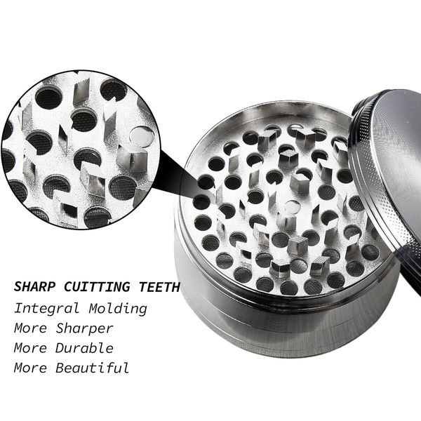 2.5 Inch Spice Grinder with Magnetic Cover,Herb Grinder,Silver