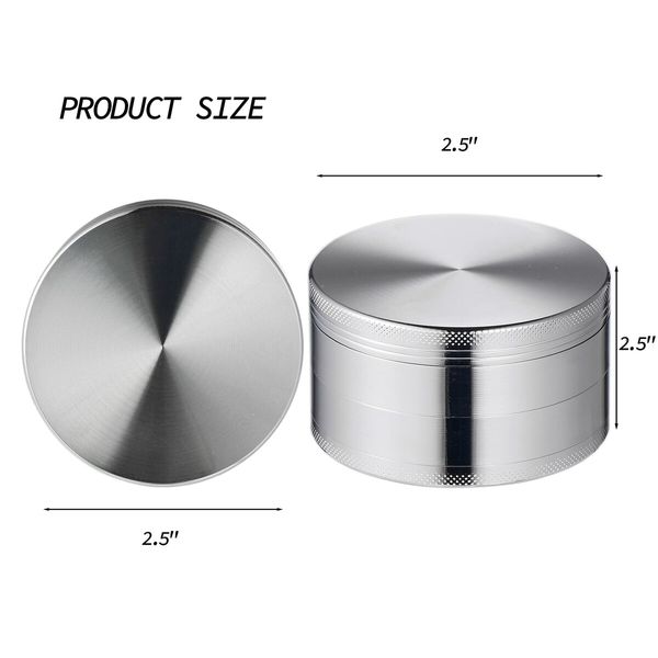 2.5 Inch Spice Grinder with Magnetic Cover,Herb Grinder,Silver