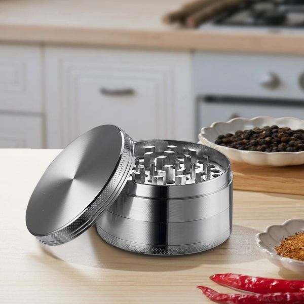 2.5 Inch Spice Grinder with Magnetic Cover,Herb Grinder,Silver