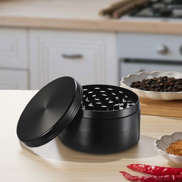 2.5 Inch Spice Grinder with Magnetic Cover,Herb Grinder,Black