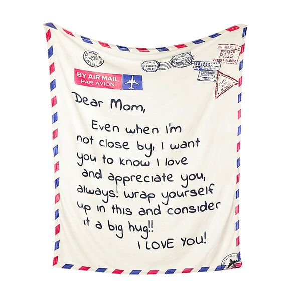 Premium Dear Mom Blanket Presents for Mother's Day Soft Cozy Flannel Throw Blanket Moms Blanket Gift-140*180 CM