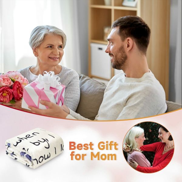 Premium Dear Mom Blanket Presents for Mother's Day Soft Cozy Flannel Throw Blanket Moms Blanket Gift-140*180 CM