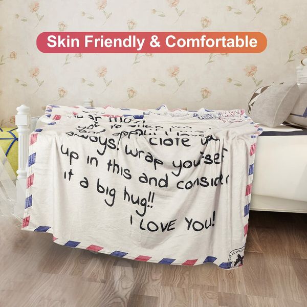 Premium Dear Mom Blanket Presents for Mother's Day Soft Cozy Flannel Throw Blanket Moms Blanket Gift-140*180 CM