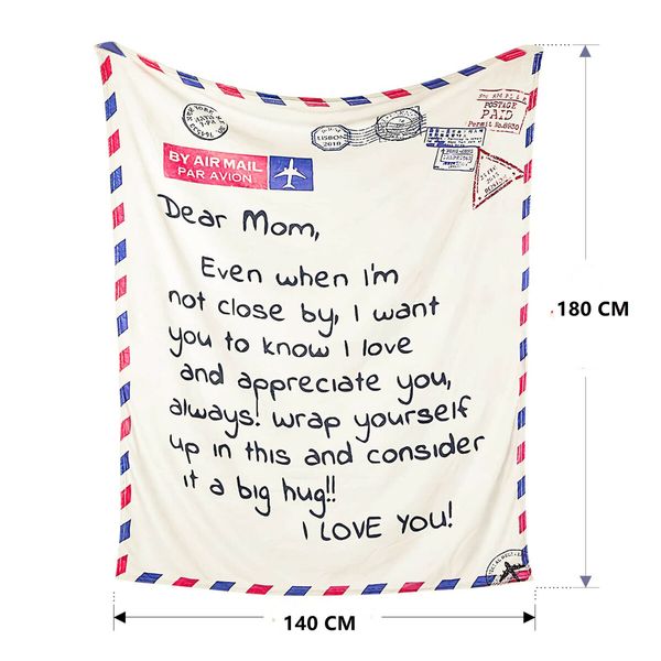 Premium Dear Mom Blanket Presents for Mother's Day Soft Cozy Flannel Throw Blanket Moms Blanket Gift-140*180 CM