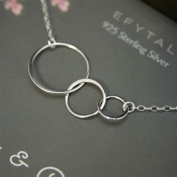 Mothers Day Necklace Sterling Silver 3 Circle Necklace Mom Necklace