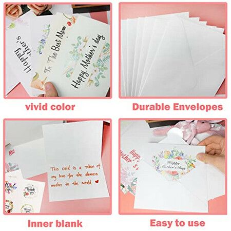 Happy Mothers Day Cards Bulk,12 Set Floral Mother's Day Greeting Card Note Cards with Envelopes