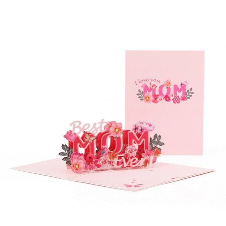 Mother’s Day Pop Up Card 'Best Mom Ever' 3D Flower Greeting  -Mother's Day Birthday-for Mother Wife Grandma