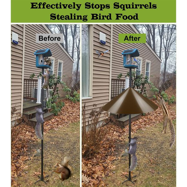 Wide Squirrel Baffle for Bird Feeder Pole,Outside Pole Mount Stopper & Bird House Guard for Outdoor Shepherd's Hook (Brown,19 Inch,1 Pack)