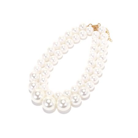 Double-Layered Pearl Collarbone Chain, Baroque Style Imitate faux Pearl Necklace