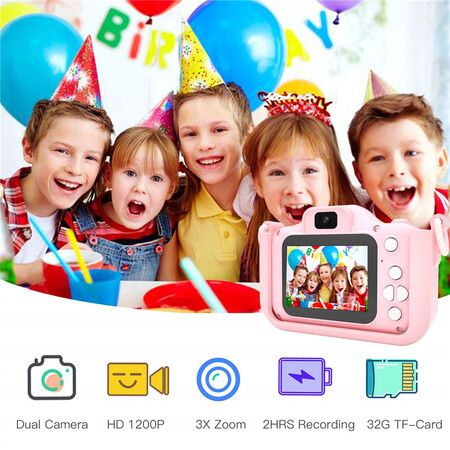 Kids Camera 1080P HD Digital Video Cameras with 32GB SD Card Mini Rechargeable Toddler Toys Camera for 3-12 Years Girls Best Gifts for Kids (Pink)