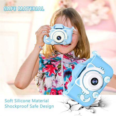 Kids Camera 1080P HD Digital Video Cameras with 32GB SD Card Mini Rechargeable Toddler Toys Camera for 3-12 Years Girls Best Gifts for Kids (Blue)