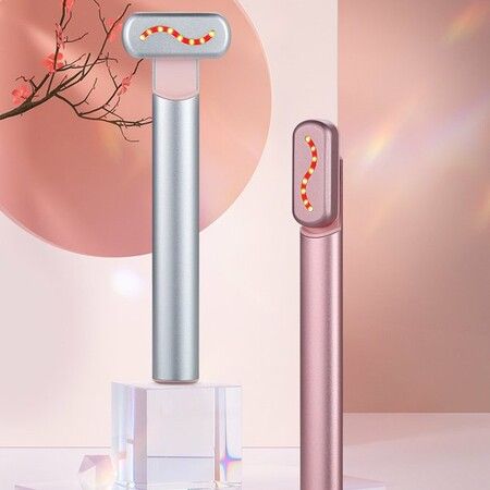 EMS SkinCare Beauty Instrument Rotating Hot Compress Heating Vibration Therapy Wand Pink