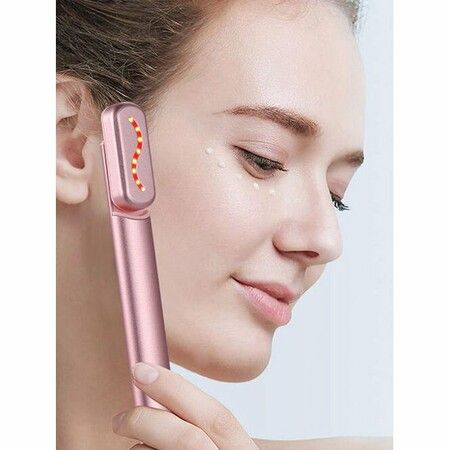 EMS SkinCare Beauty Instrument Rotating Hot Compress Heating Vibration Therapy Wand Pink