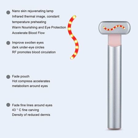 EMS SkinCare Beauty Instrument Rotating Hot Compress Heating Vibration Therapy Wand Silver